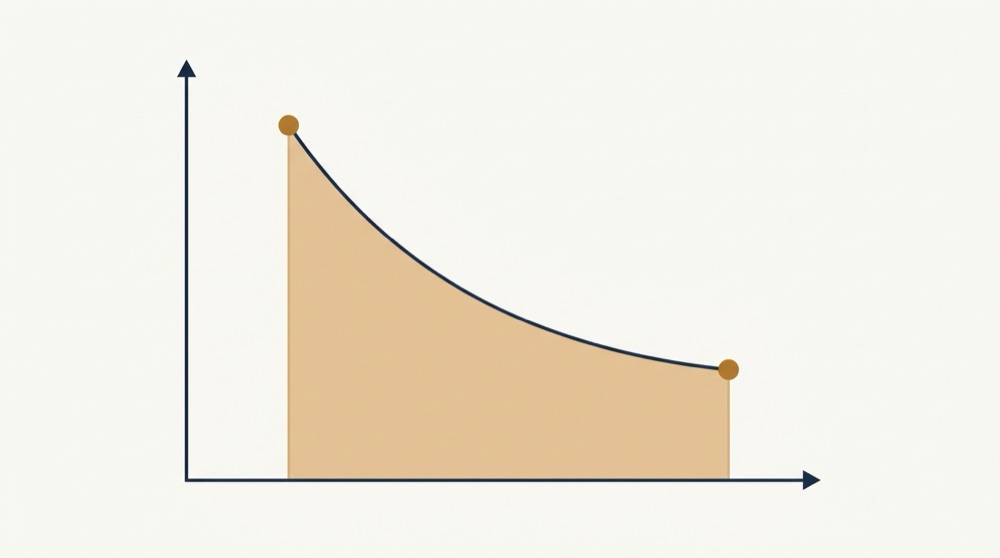 The work done by an expanding gas as the area under its path on a pressure-volume diagram, with the region between the curve and the volume axis shaded from the initial volume to the final volume.